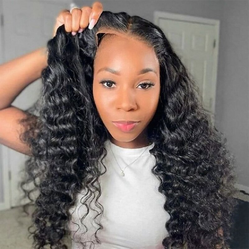 Deep Wave 4x4 Lace Closure Wig Glueless Wig Human Hair Ready To Wear Pre Cut Lace 5x5 Closure Wig Brazilian Curly Wigs for Women