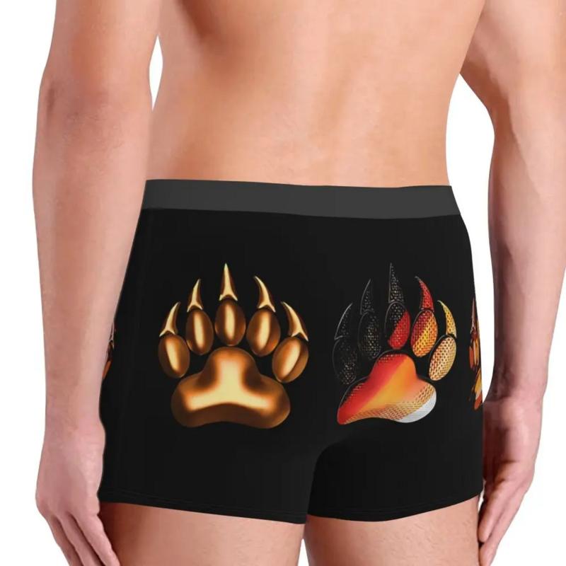 3 Bear Tracks With The Colors Of The Gay BEAR LGBTQ Man's Boxer Briefs Pride Flag Breathable Funny Underpants High Print Shorts