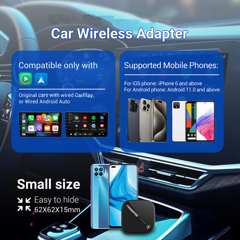 Cablato per adattatore Wireless Android Auto CarPlay Apple Car Play accessori IPhone Android Phone Ai Box 5.0