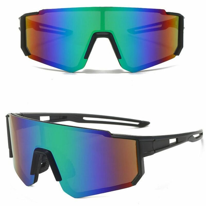 Kacamata hitam bersepeda UV400, lensa HD warna-warni Vintage olahraga luar ruangan, kacamata perjalanan nyaman ukuran besar tahan UV