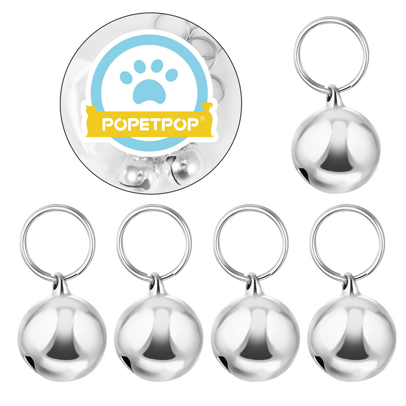 POPETPOP-campanas colgantes de 18mm para decoración de animales, cascabeles para mascotas, gatos, pájaros, vida silvestre, Plata