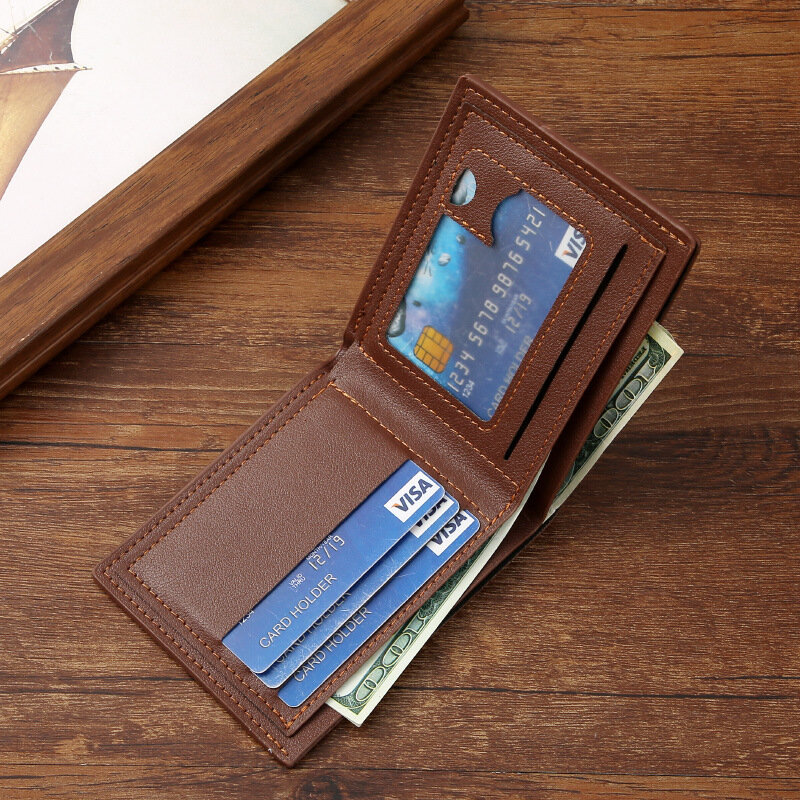 New Men's Wallet Short Money Clip Young Men's Business Leisure Horizontal Wallet Fashion Large Capacity Soft Leather Wallet