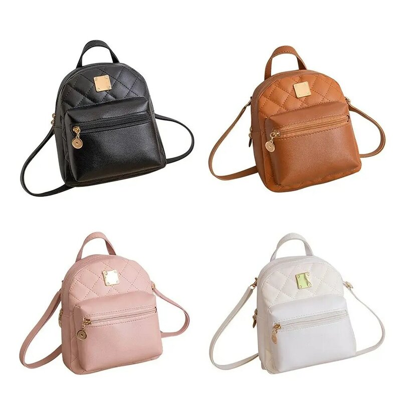 Travel Portable Zipper Mini Rucksack Shoulder Bag Waterproof knapsack PU Leather Backpack