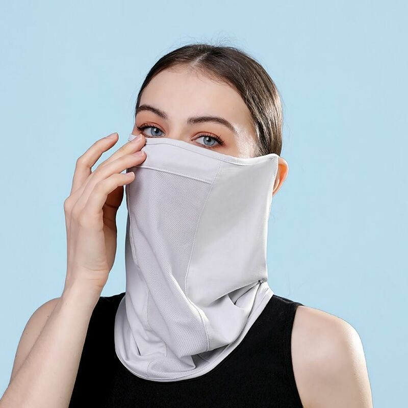 Ice Silk Face Mask, Sun Proof Bib, Proteção UV, Face Cachecóis, Face Shield, Riding Sunscreen, Monocromático, Verão