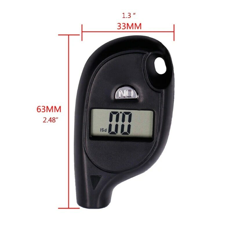 Móc khóa mini 090E màu đen + Máy đo áp suất không khí lốp Kpa, Bar, Kg/cm² Máy đo lốp