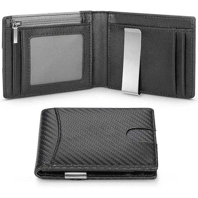 DIENQI Carbon Fiber Rfid mężczyźni portfel na pieniądze Slim cienka karta portfel męski luksusowy mężczyzna mała krótka torebka bi-fold Vallet Billfold