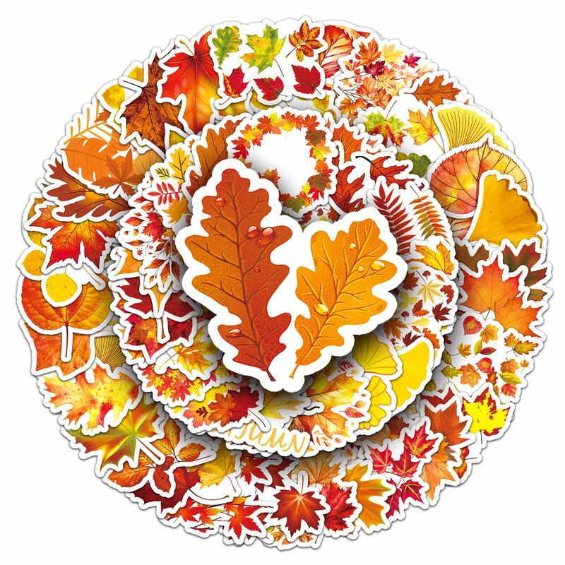 Pegatinas de grafiti de la serie de hojas de otoño, 50 piezas, adecuadas para cascos de ordenador portátil, decoración de escritorio, pegatinas DIY, juguetes al por mayor