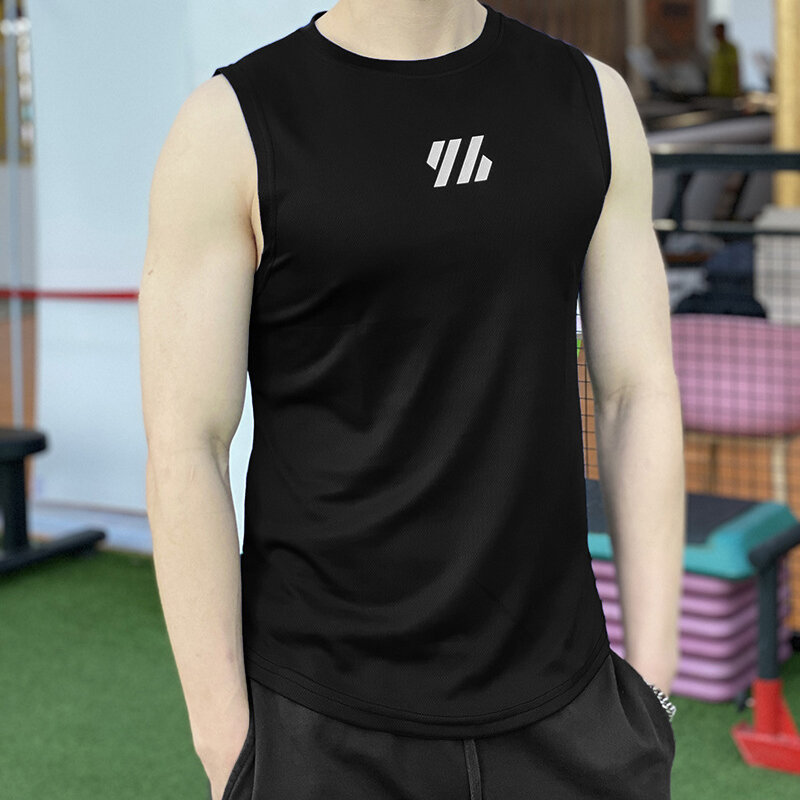 Мужской жилет, летняя спортивная быстросохнущая эластичная дышащая футболка без рукавов, одежда для спортзала, бега, тренировок, жилет