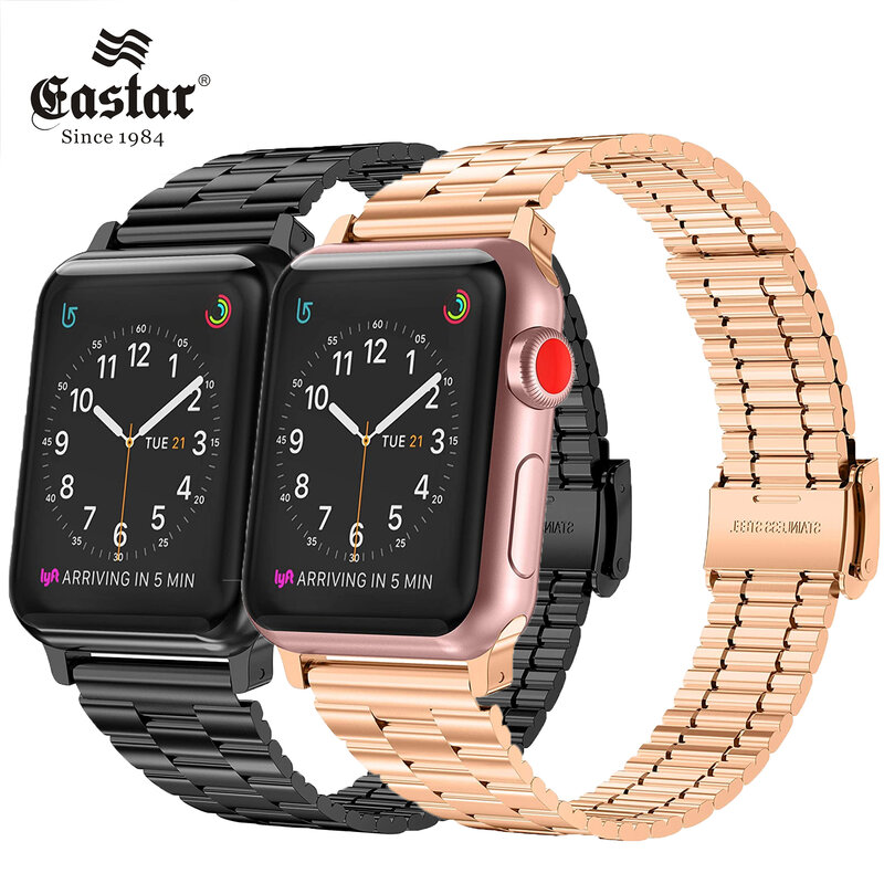 For Apple Watch Series 8 7 6 5 4 3 2 Slim Band Strap 40mm 44mm 42mm Black Stainless Steel Bracelet Strap Adapter for iWatch Band