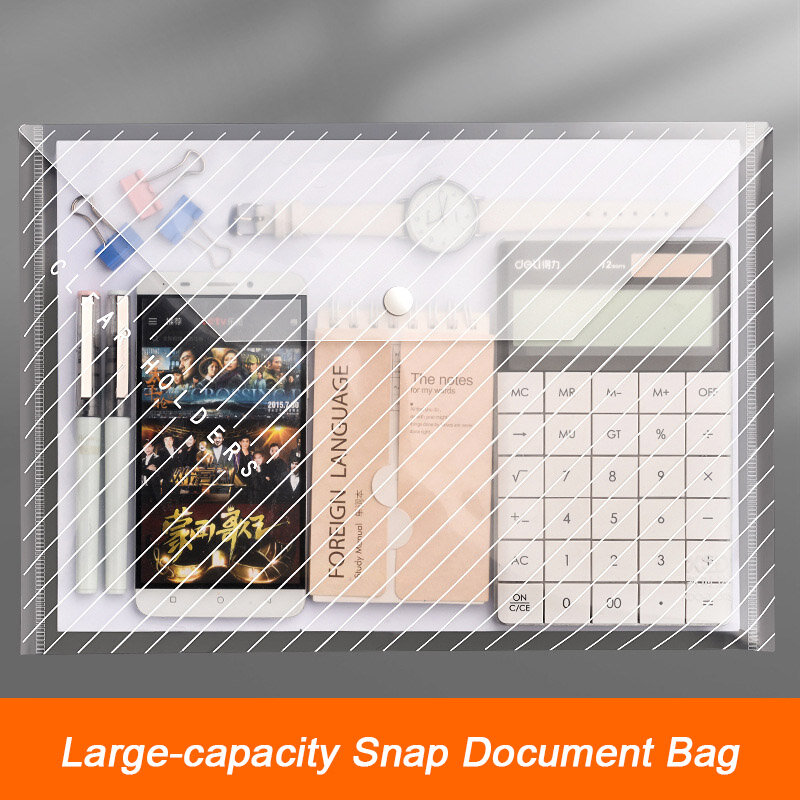 25pcs File Bag Transparente Plástico A4 16c Documentos Arquivo Storage Bag Student Organizer Informação Pocket Folders Papelaria