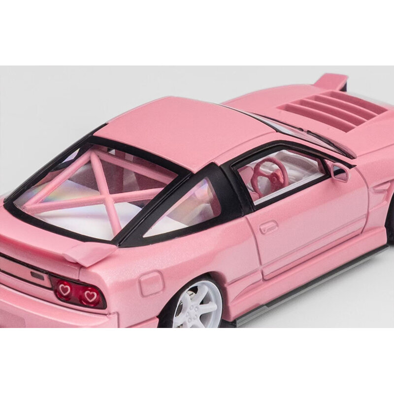Mt auf Lager 1:64 Spirit Rei Miyabi 180sx s13 Silvia Valentinstag Metallic Pink Diecast Diorama Auto Modell Spielzeug Mikro turbo