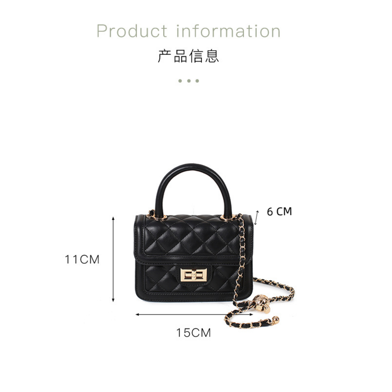 New fashionable and versatile high-end small square handbag, diamond chain bag, one shoulder crossbody bag