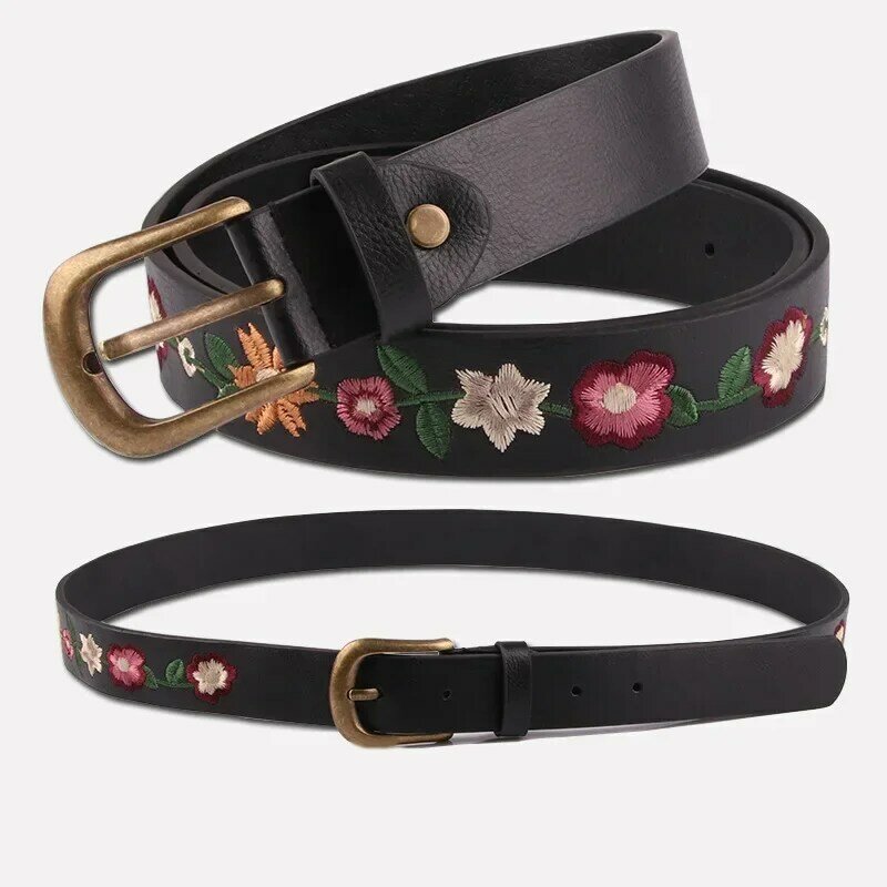 2024 New Women's Embroidered Flower Belt with New Decoration Retro Fashion Classic Chinese Style
