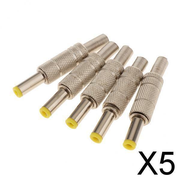 5x5 Pieces DC 5.5x2.5mm Power Male Plug Welding Adapter Connector Metal Shell