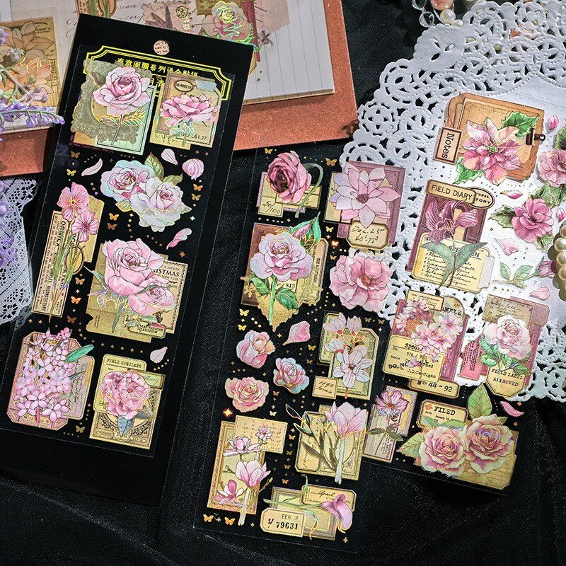 3 buah stiker bunga transparan stiker bunga tanaman alam peliharaan untuk jurnal buku tempel