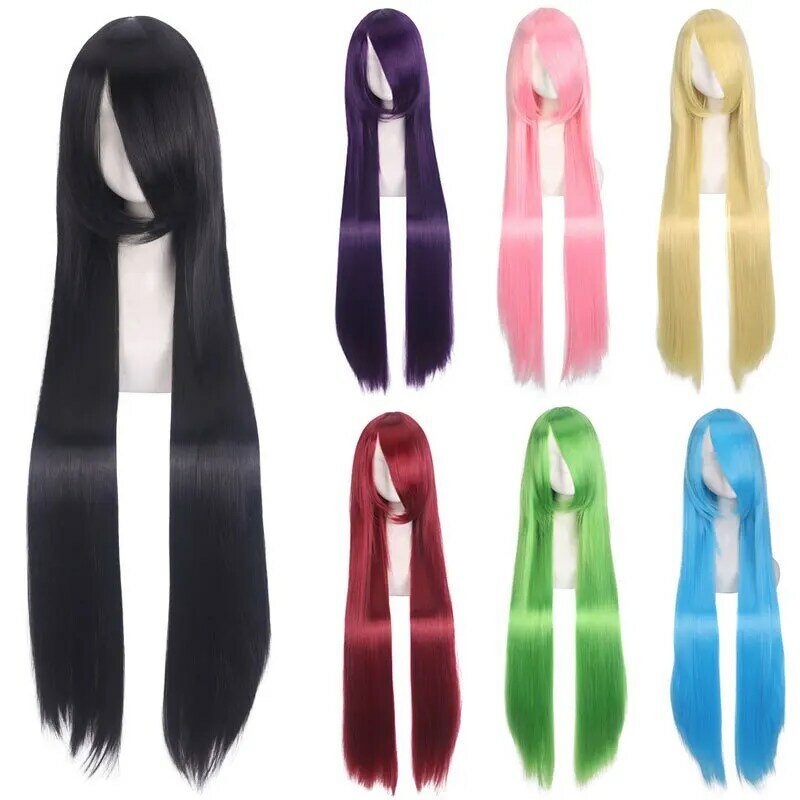 Anime Cosplay Multi-purpose Long Straight Hair Female Multi-color Halloween Cosplay Costume Wig Carnival Party Wig Adult Child