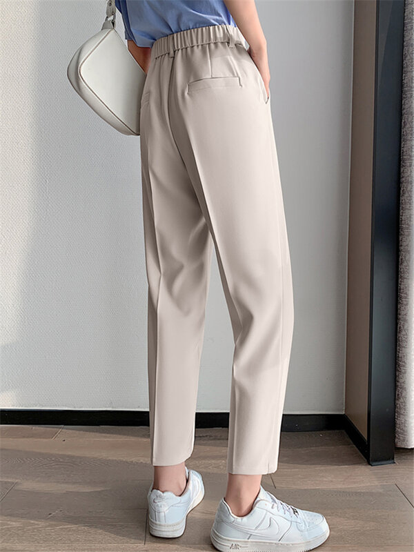 High Waist Suit Women's Ankle Length Harem Pants Solid Spring Summer Female Straight Casual Chic Trouses 2023 New
