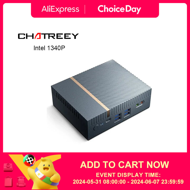 Chatreey Gaming Mini PC IT12  Intel Core i5 1340P  i7 1360P i9 12900H 13900H Desktop Computer 4K@60hz  2x HD 2.5G LAN DP WIFI6