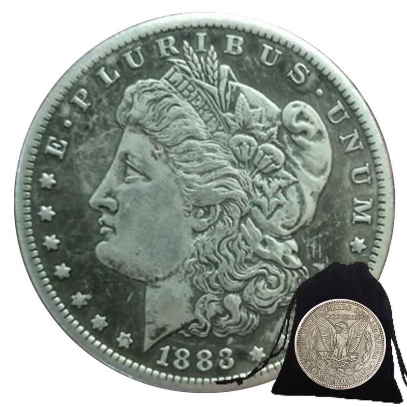 ギフトバッグ付きの記念ポケットコイン、1883 usの女神、楽しいカップルのコイン、ディスコの食事、良い運、リバティ、豪華