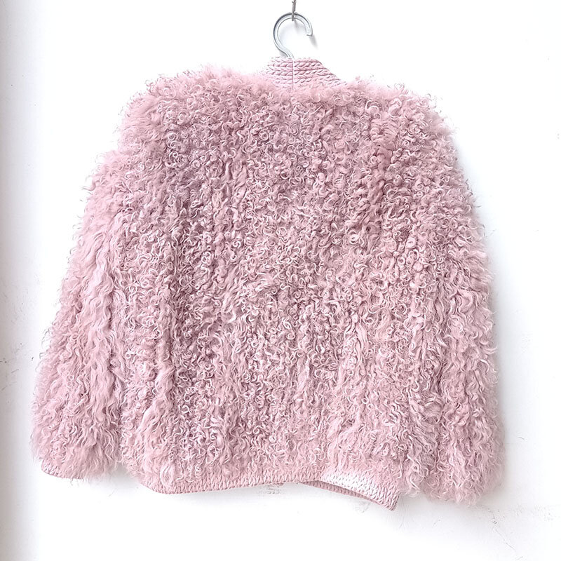 2023 New Women Thick Warm Knitted Real Mongolia Lamb Fur Coat Plus Size Winter Genuine Tibet Sheep Fur Jacket With Button