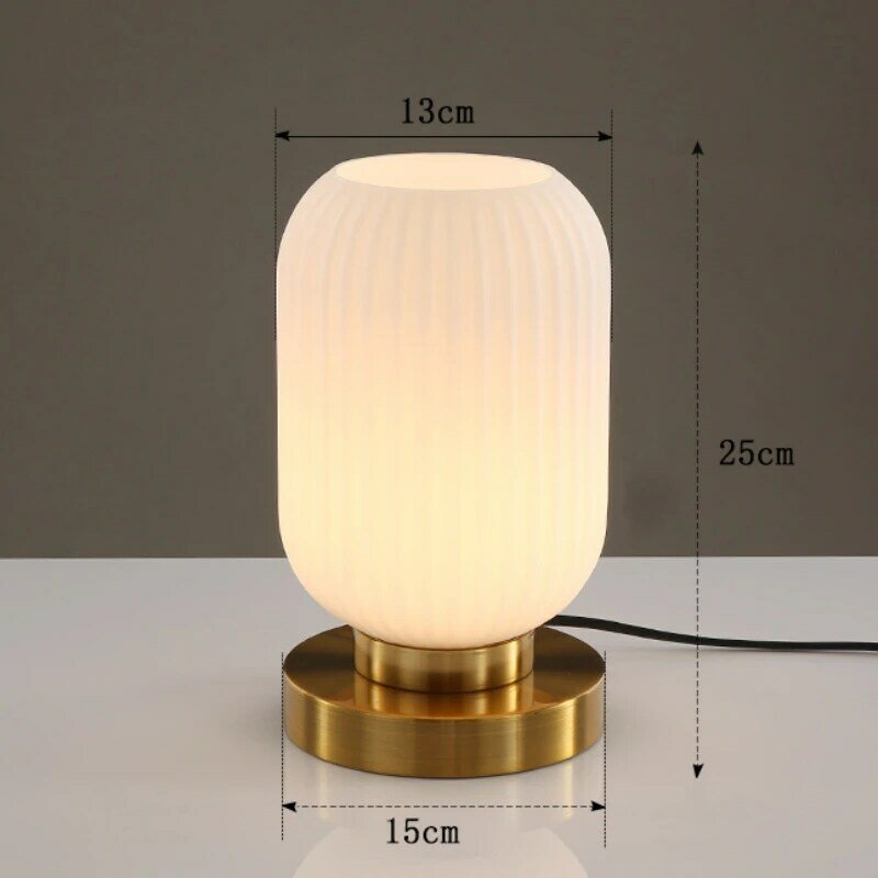 Nordic Table Lamps Study Bedroom Bedside Decor Desk Lamp Modern Living Room White Blue Amber Smoky Gray Glass Table Lamp