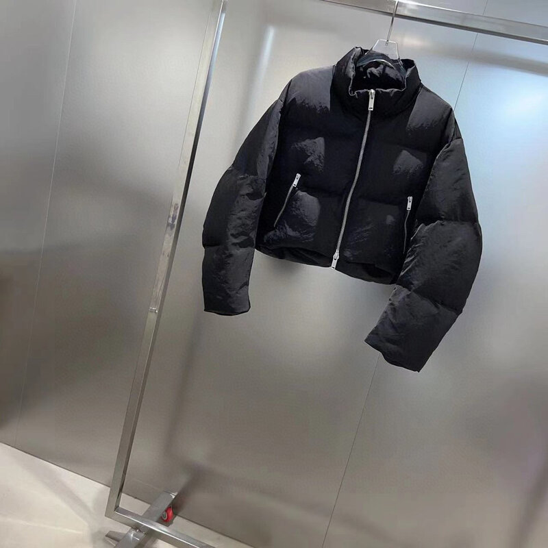 Piumino giacca cerniera laterale doppia tasca design moda casual 2024 inverno nuovo 1109