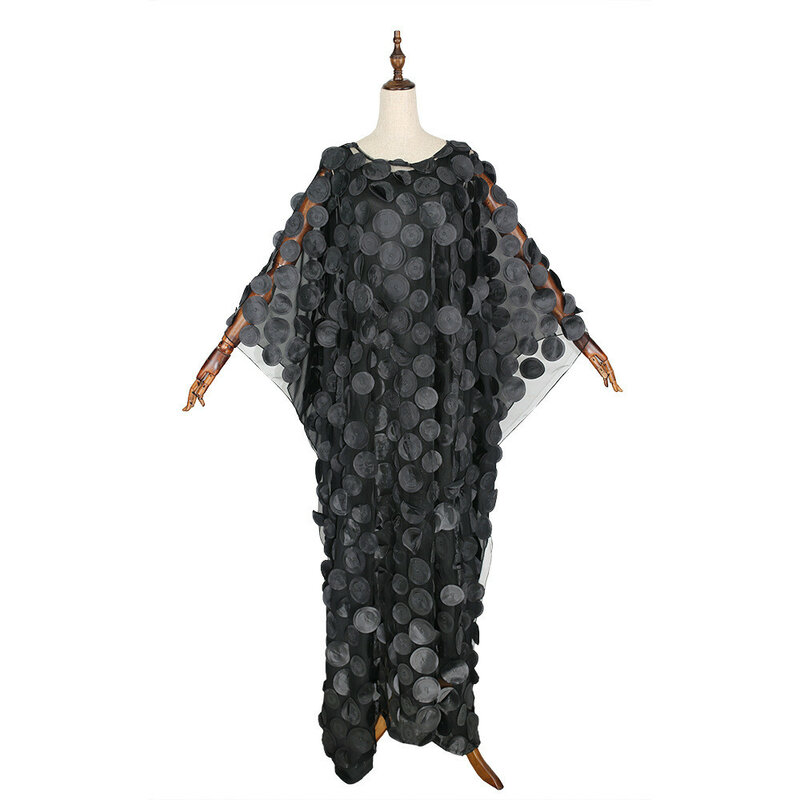 Women's African Dress Selling Three-dimensional Embroidered Round Collar Bat Sleeve Loose Large Size Robe Vest 105#