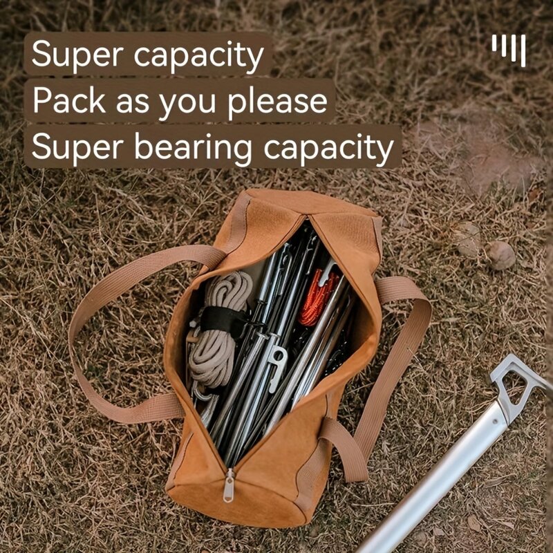 13 Inch Wide Mouth Tool Bag Canvas Heavy Duty Tool Storage Bag Large Capacity Tote Bag Tool Organizer Pouch For Men