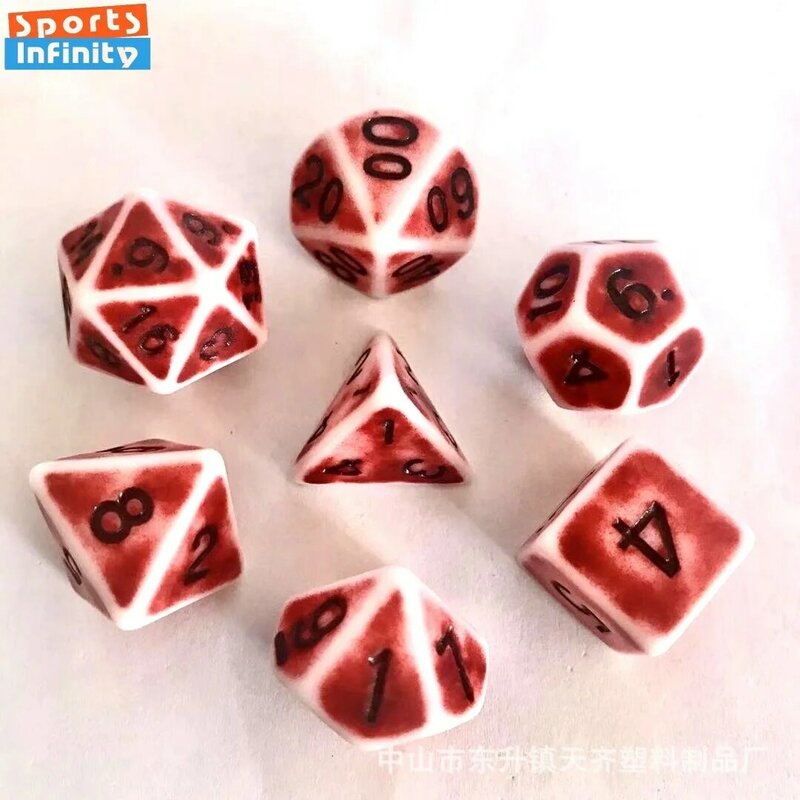 7Pcs/set Colorful Vintage Dice Polyhedral Dice Set  for Dnd TRPG TPG COC Running Team Cthulhu Table Board Game Party Games