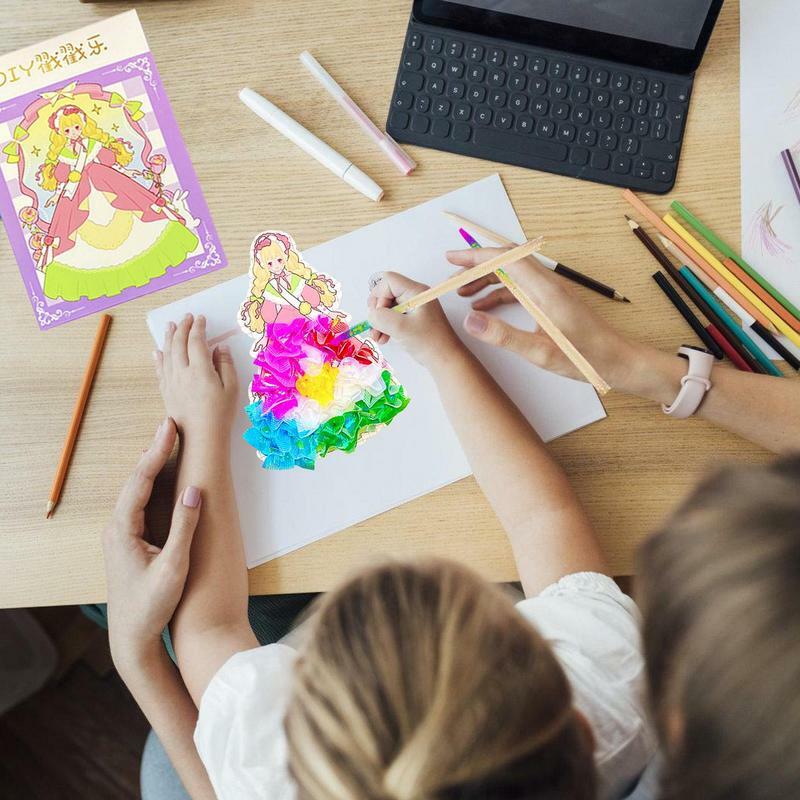 DIY Watercolor Painting Book Set para meninas, poking art, Pocket Puzzle, Puncture Painting, brinquedos