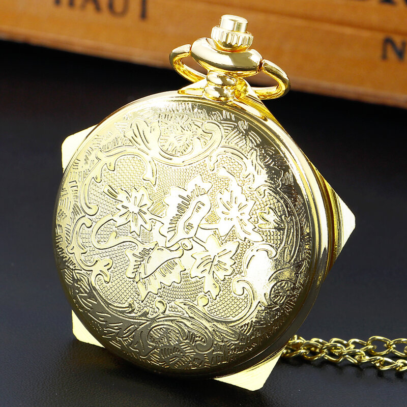 Luxo Ouro Chocolate Trolleys Quartz Pocket Watch, Cosplay Pingente Colar Cadeia, Jóias Relógio Presente, Moda