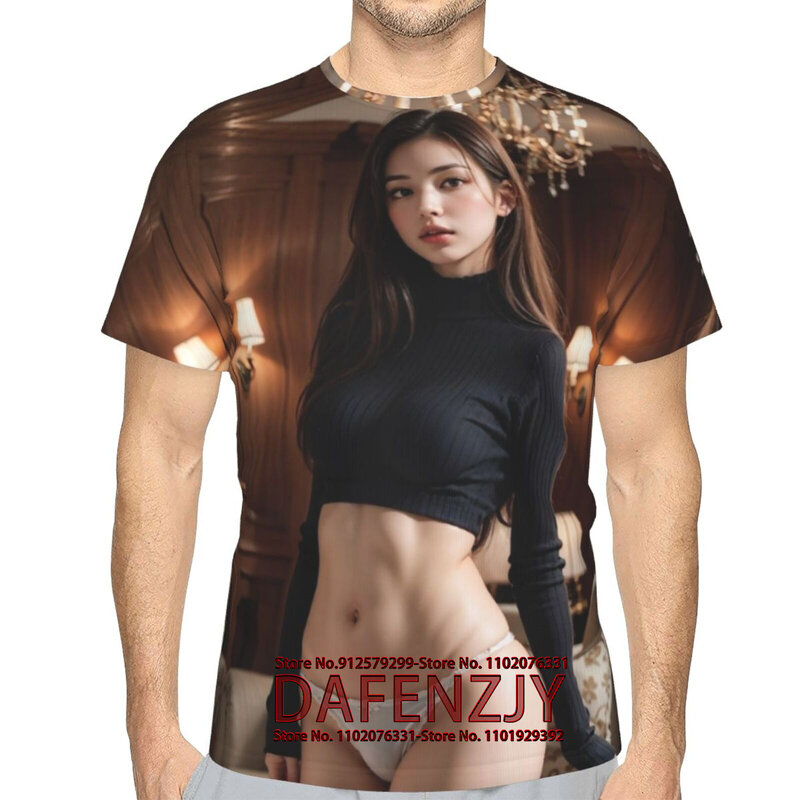 Summer T Shirt For Men Sexy Asian Beauty Graphics 3D Print Fashion Short Sleeve T-shirt Men's Casual T-shirts Streetwear