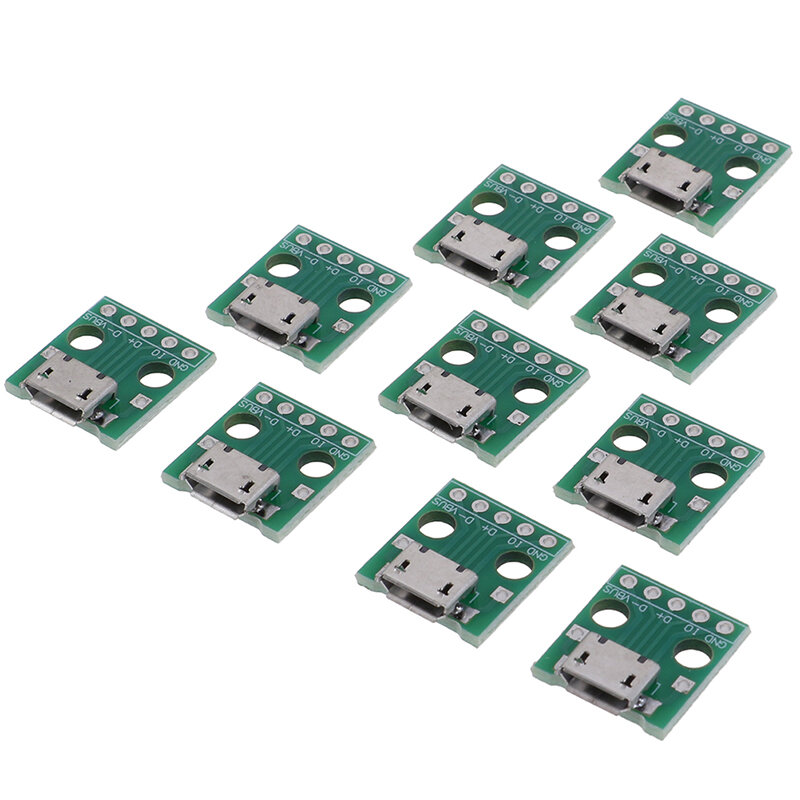 100% En Hoge Kwaliteit 10 Stuks Micro Usb Naar Dip Adapter 5pin Vrouwelijke Connector Pcb Converter Board