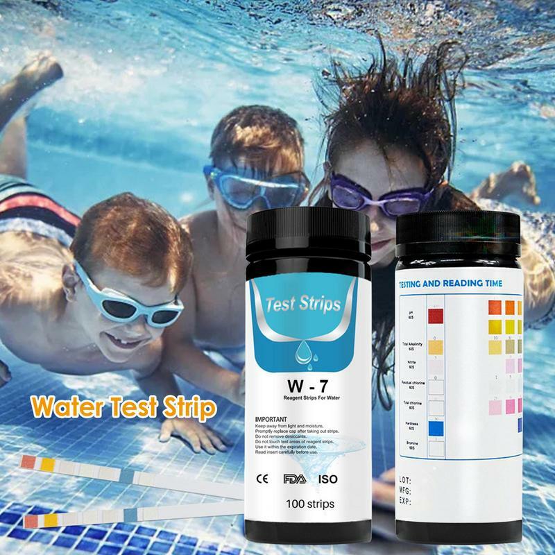 Pool Wasser Teststreifen 7 in 1 Whirlpool Wasser Pool Testkit 100 stücke Chlor ph Härte Teststreifen für Trinkwasser