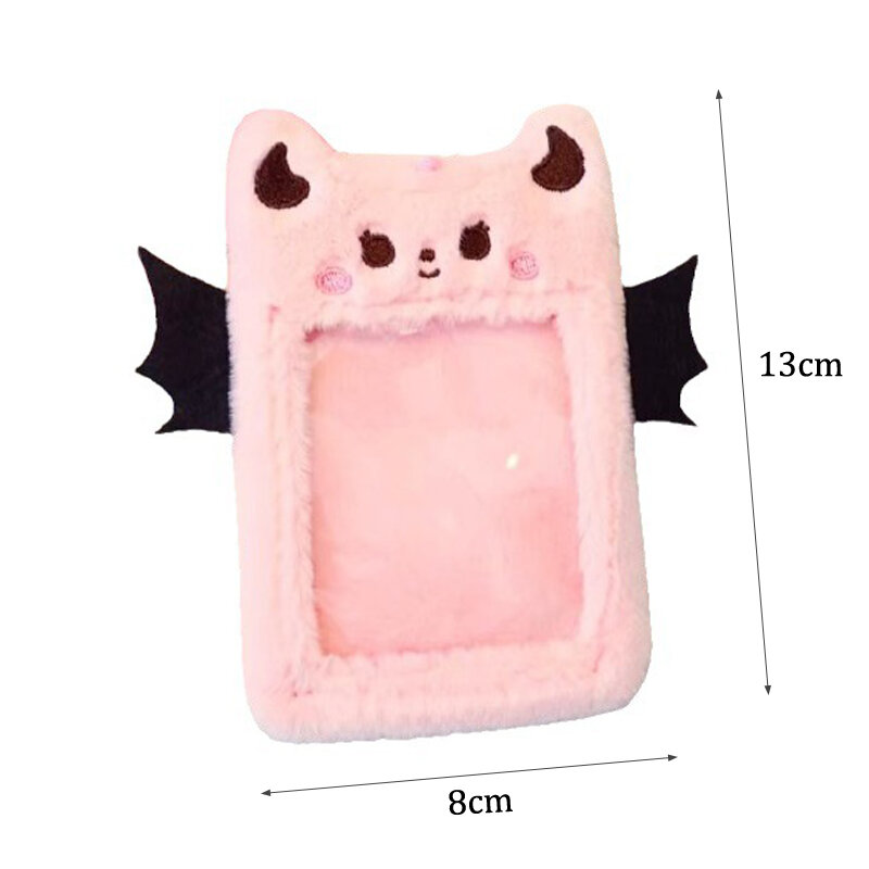 Korean Style Wing Demon Plush Photocard Holder Cute Card Set For Girls Students Love Idol Photo Display Hanging Picture Sleeves