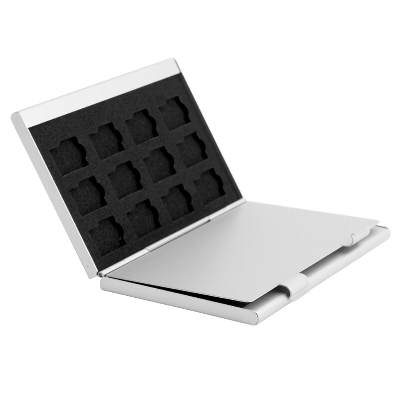 Rangement carte mémoire en aluminium argenté, support boîte pour 24 cartes T5EE