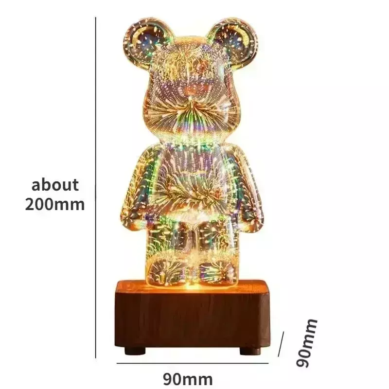 3D фейерверк Медведь ночник проекция красочная USB атмосфера затемнение Гостиная Декоративный Декор 3D стеклянный фейерверк спальня