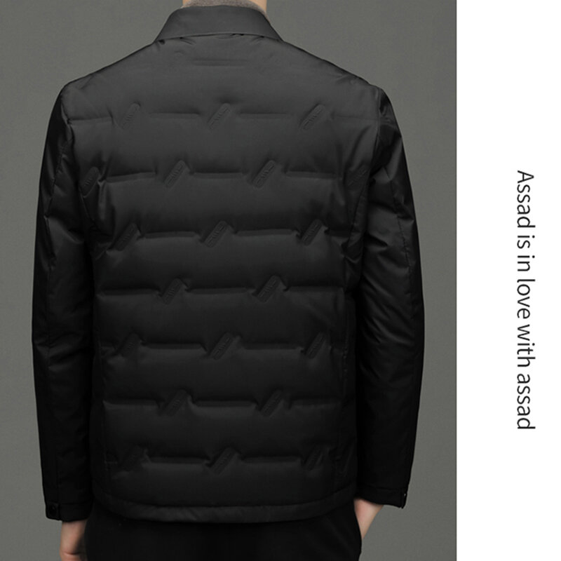 남성용 따뜻한 화이트 덕 다운 재킷, 두꺼운 커버 단추 푸퍼 코트, 아웃웨어 상의, 짧은 파카, 캐주얼 비즈니스 2023, 겨울