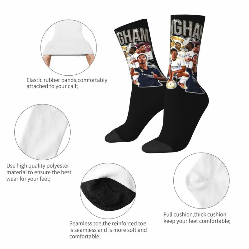 Funny Unisex Retro Jude Bellingham Bootleg Socks Football Winner Stuff Middle Tube Socks Cotton Best Gift Idea