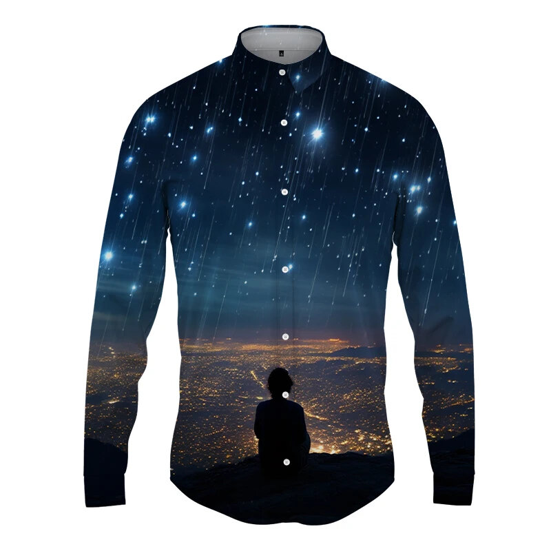 Nieuwste Astrale 3d Bedrukte Lange Mouw Shirts Voor Mannen Doeken Grappige Revers Knoop Tops Casual Hoge Kwaliteit Streetwear Shirt Man