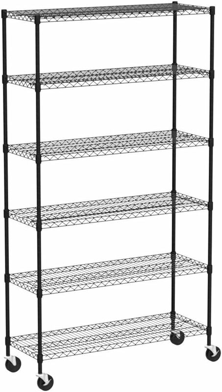 FDW 48"L×18"W×76"H Wire Shelving Unit Metal Shelf with 6 Tier Casters Adjustable Layer Rack Strong Steel