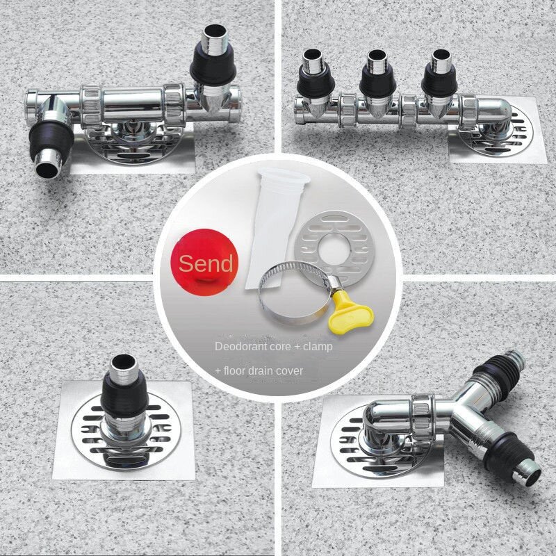 Washing Machine Sewer Drain Pipe Floor Drain Special Connectors Three-Head Two-in-One Anti-Leakage shower accessories drain