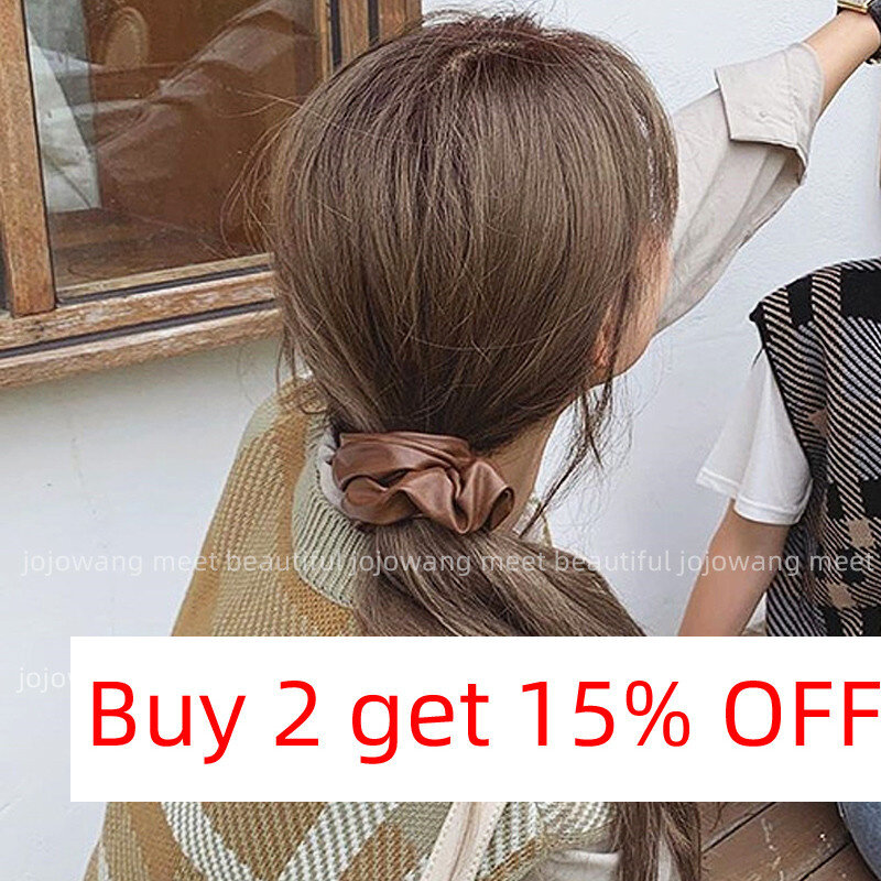Free Shipping Temperament Elegant Korean Pu Leather Scrunchie Women Girls Elastic Hair Rubber Bands Accessories Rope Headdress
