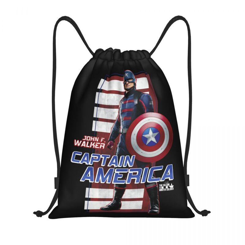 Custom Marvel Captain America Hero Manga Drawstring Backpack Bags Men Women Lightweight Gym Sports Sackpack Sacks for Traveling