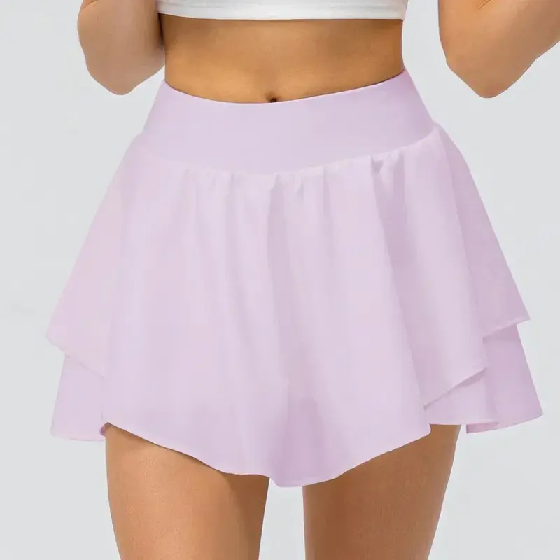 Женская короткая юбка Lulu для йоги, тенниса, высокой талией, бега, плиссированная Спортивная юбка для фитнеса, с высокой талией, с подкладкой и карманами