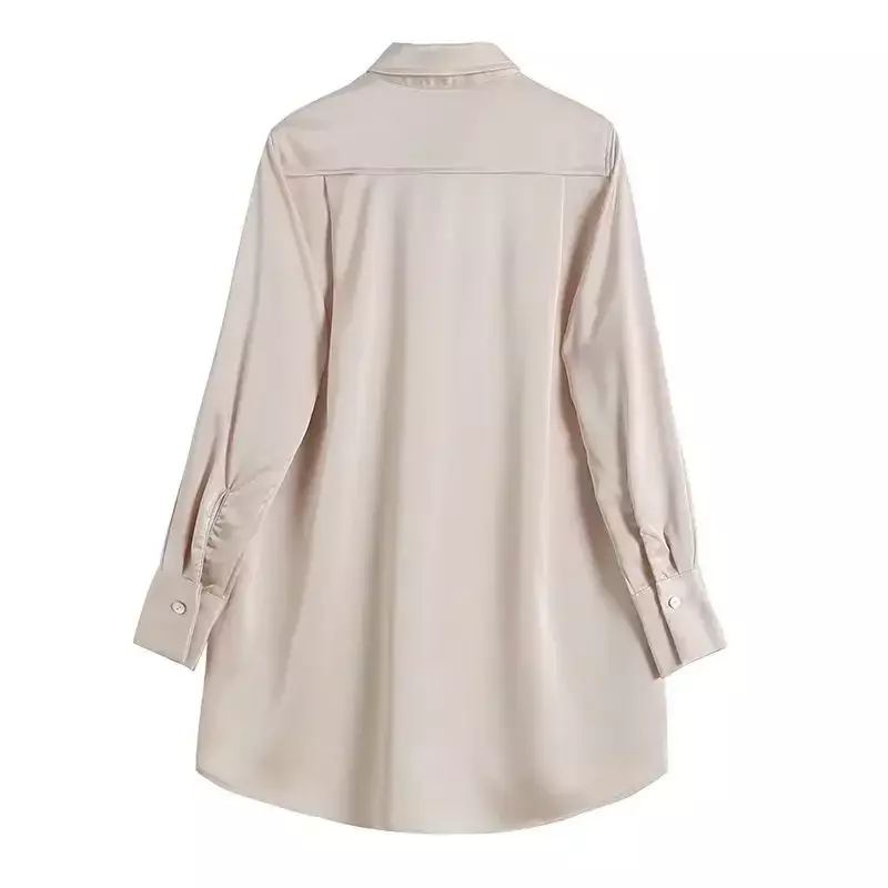 Women's 2023 fashion new temperament Joker elegant satin long blouses retro long sleeve button blouses chic tops.