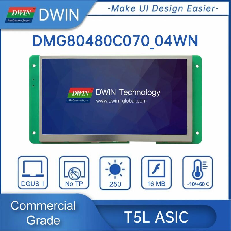 DWIN-módulo LCD de 7 pulgadas, pantalla táctil comercial, 800x480, RS232/TTL HMI, inteligente, UART, TFT, DMG80480C070-04W