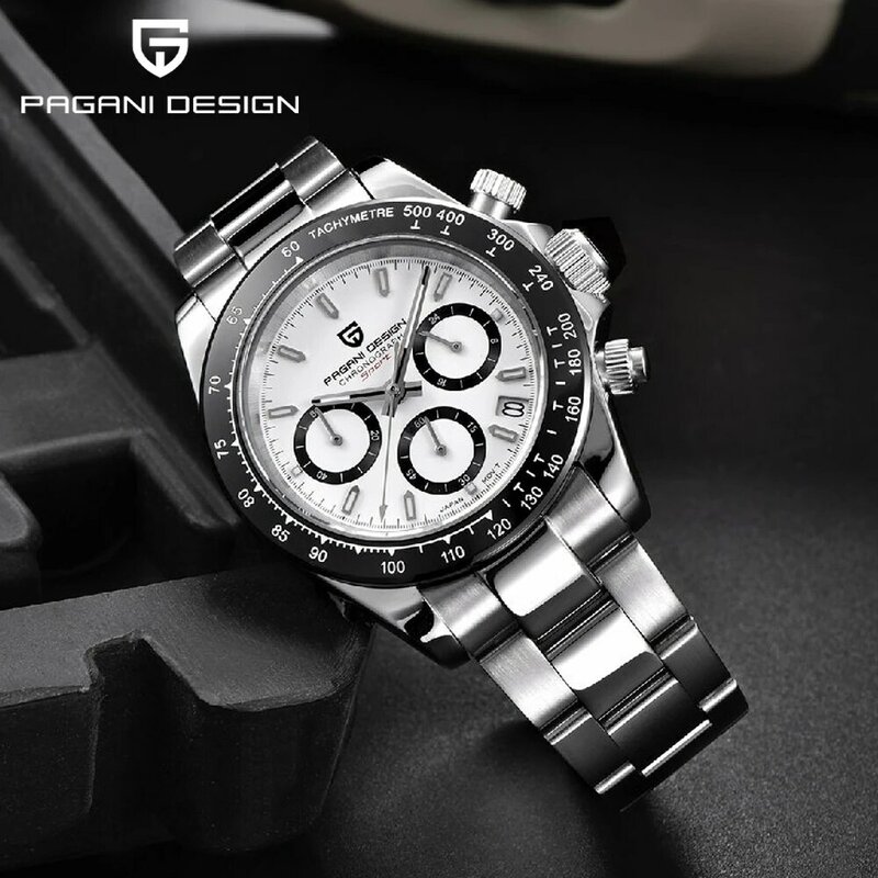 Pagani Design-reloj analógico de acero inoxidable para hombre, accesorio de pulsera de cuarzo resistente al agua con movimiento de zafiro, complemento masculino de marca de lujo con diseño moderno, 10Bar, 2024