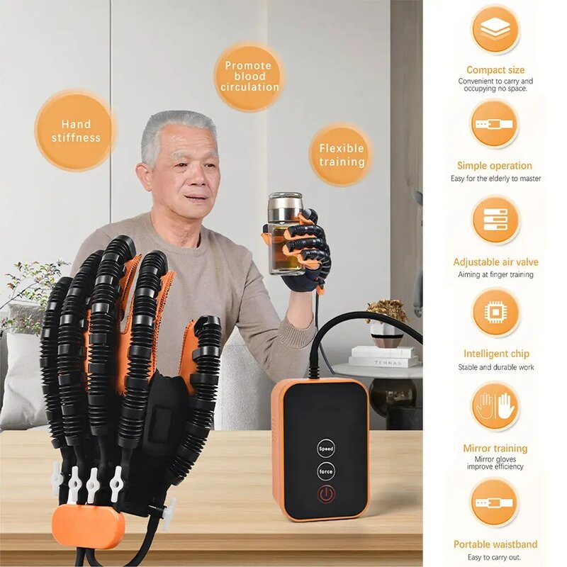 Przenośny robot rehabilitacyjny rękawice udarowe hemiplegia mózgowe urządzenie szkoleniowe na instrumencie urządzenie do ćwiczeń palców funkcja dłoni nagrywaj