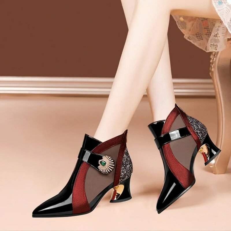 Sandalias de tacón alto con punta puntiaguda para mujer, zapatos de plataforma de diseñador, Sexy, para fiesta, verano, 2024